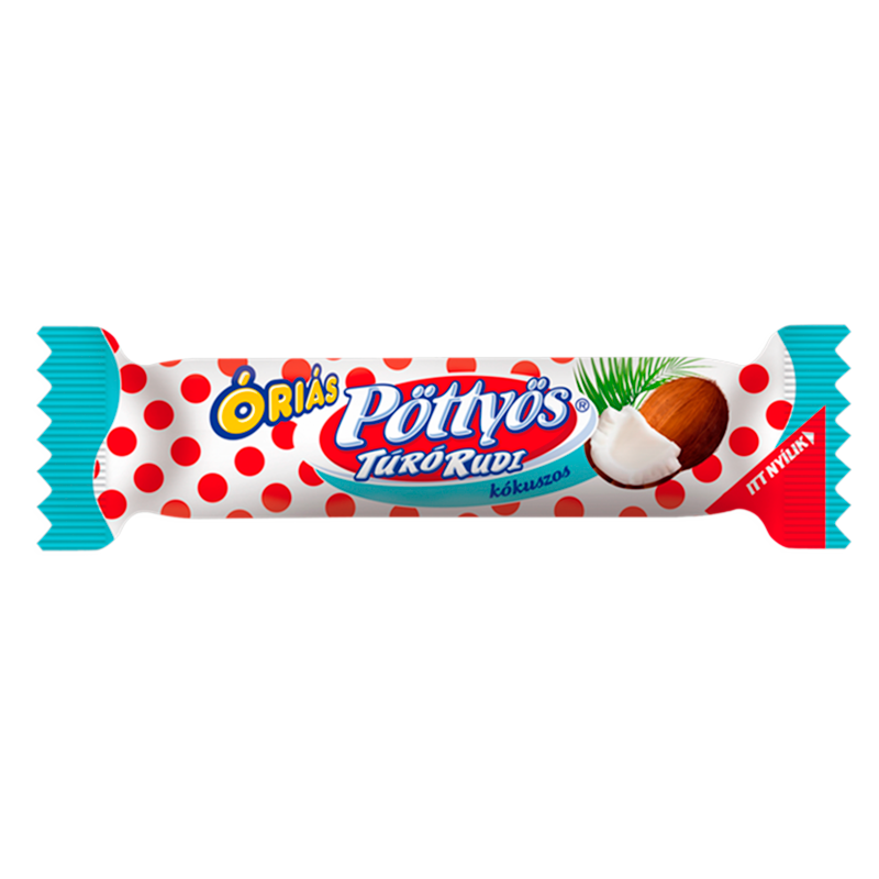Pöttyös Óriás Túró Rudi 51 g tejbevonóval, kókuszos
