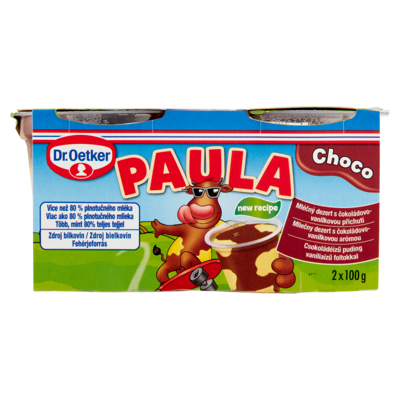 Dr. Oetker Paula csokoládéízű puding vaníliaízű foltokkal 2x100 g