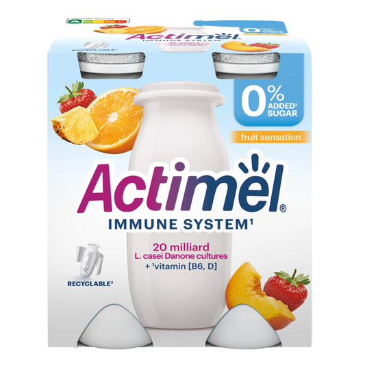 Danone Actimel élőflórás joghurtalapú ital 4x100 g vegyes gyümölcsízű, édesítőszerekkel